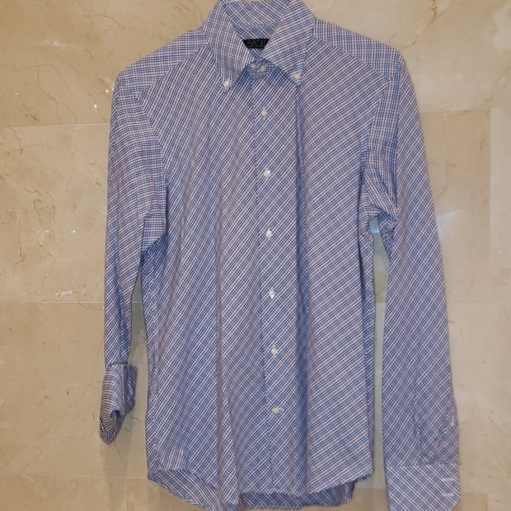 MEN'S ITALIAN BASILE BLU BUTTON DOWN DRESS SHIRT